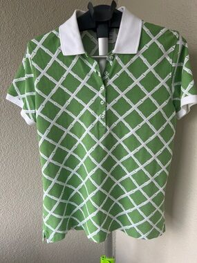 New Brooks Brothers Green and White Short Sleeve Polo